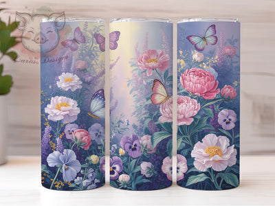 Coquette Pink Butterfly Floral Tumbler, Butterfly Floral Tumbler, Elegant Pink Wrap, Whimsical Butterfly Wrap, Artistic Floral Wrap, Sublimation Design, Trendy Gift Idea Sublimation Lara' s Designs 