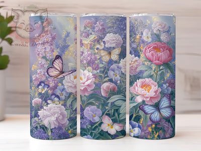 Coquette Pink Butterfly Floral Tumbler, Butterfly Floral Tumbler, Elegant Pink Wrap, Whimsical Butterfly Wrap, Artistic Floral Wrap, Sublimation Design, Trendy Gift Idea Sublimation Lara' s Designs 