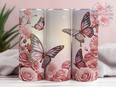 Coquette Pink Butterfly Tumbler, Butterfly Design, Pink Bow, Cute Wrap, Sublimation Art, 20oz Tumbler, Stylish Theme Sublimation Li Zamperini 