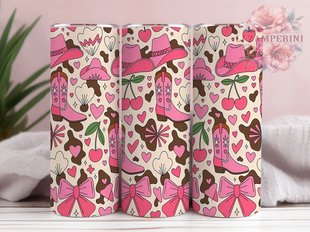 Coquette Pink Cowgirl 20oz Tumbler, Pink Cowgirl Tumbler, 20oz Sublimation Wrap, Western Tumbler, Retro Cowgirl Drinkware, Aesthetic Cowgirl Gift, Pink Western Tumbler Sublimation Li Zamperini 