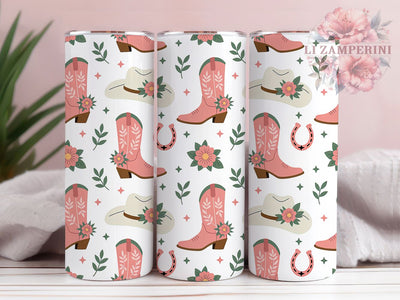 Coquette Pink Cowgirl Tumbler, Pastel Pink, Western Hat, Coquette Style, Sublimation Art, 20oz Tumbler, Stylish Theme Sublimation Li Zamperini 