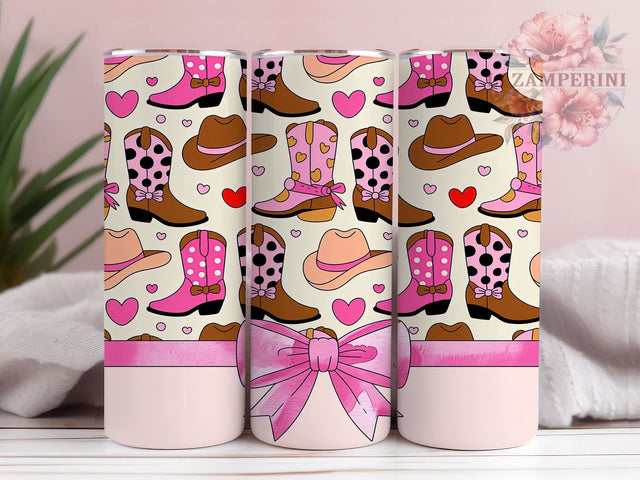 Coquette Pink Cowgirl Tumbler, Pink Western Pattern, Girly Rodeo Design, 20Oz Sublimation Wrap, Feminine Cowgirl Art, Stylish Country Texture, Tumbler Sublimation Sublimation Li Zamperini 