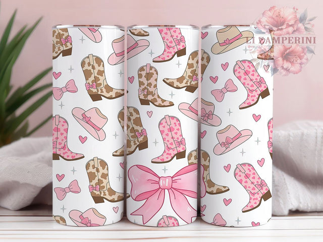 Coquette Pink Cowgirl Tumbler, Pink Western Pattern, Girly Rodeo Design, 20Oz Sublimation Wrap, Feminine Cowgirl Art, Stylish Country Texture, Tumbler Sublimation Sublimation Li Zamperini 