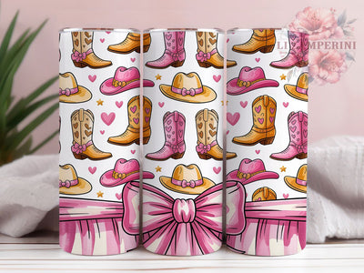 Coquette Pink Cowgirl Tumbler, Pink Western Pattern, Girly Rodeo Design, 20Oz Sublimation Wrap, Feminine Cowgirl Art, Stylish Country Texture, Tumbler Sublimation Sublimation Li Zamperini 
