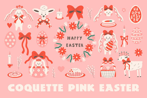 Coquette Pink Easter PNG Clipart Sublimation Rin Green 