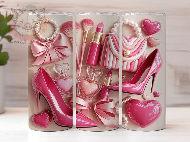 Coquette Pink Fashion Glam 20oz Tumbler, Corporate Glam, Pink Fashion, Stiletto Heels, Beauty Icons, 20oz Tumbler Wrap, Sublimation PNG Sublimation Lara' s Designs 