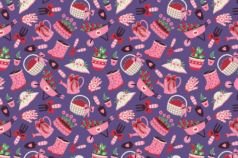Coquette Pink Garden Seamless Pattern & Digital Paper Digital Pattern Rin Green 