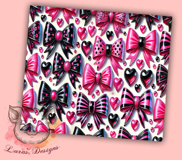 Coquette Pink Heart 20oz Tumbler, Coquette Style Tumbler, 20oz Sublimation Wrap, Heart Pattern Tumbler, Cute Pink Tumbler, Valentine’s Day Gift, Girly Tumbler Wrap Sublimation Lara' s Designs 