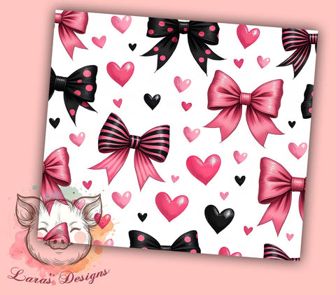 Coquette Pink Heart 20oz Tumbler, Coquette Style Tumbler, 20oz Sublimation Wrap, Heart Pattern Tumbler, Cute Pink Tumbler, Valentine’s Day Gift, Girly Tumbler Wrap Sublimation Lara' s Designs 