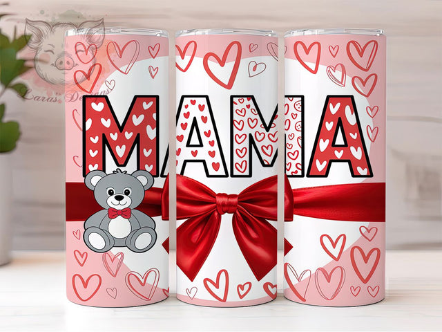 Coquette Pink Mama Valentine Tumbler, Coquette Pink Pattern, Chic Valentine Heart Design, 20Oz Sublimation Wrap, Romantic Pink Art, Sweet Coquette Texture, Tumbler Sublimation Sublimation Lara' s Designs 