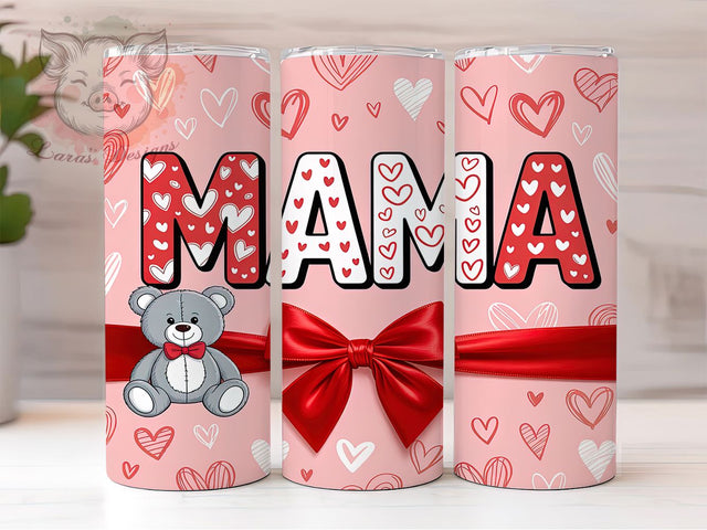 Coquette Pink Mama Valentine Tumbler, Coquette Pink Pattern, Chic Valentine Heart Design, 20Oz Sublimation Wrap, Romantic Pink Art, Sweet Coquette Texture, Tumbler Sublimation Sublimation Lara' s Designs 