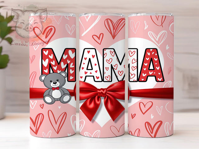 Coquette Pink Mama Valentine Tumbler, Coquette Pink Pattern, Chic Valentine Heart Design, 20Oz Sublimation Wrap, Romantic Pink Art, Sweet Coquette Texture, Tumbler Sublimation Sublimation Lara' s Designs 