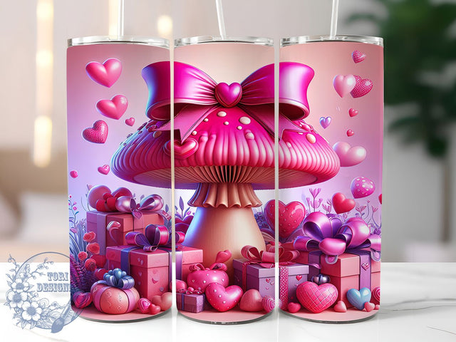 Coquette Pink Mushroom Tumbler, Coquette Motif Pattern, Cute Mushroom Design, 20Oz Sublimation Wrap, Whimsical Mushroom Art, Girly Coquette Texture, Tumbler Sublimation Sublimation ToriDesigns 