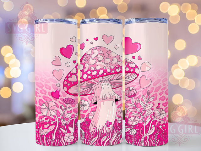 Coquette Pink Mushroom Tumbler, Pink Girly Pattern, Cute Mushroom Design, 20Oz Sublimation Wrap, Feminine Cottagecore Art, Whimsical Mushroom Texture, Tumbler Sublimation Sublimation SvggirlplusArt 