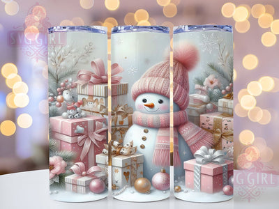 Coquette Pink Snowman Christmas Tumbler, Winter Christmas Sublimation Design, Festive Holiday Cup Art, 20oz Xmas Tumbler, Whimsical Snowman Mug, Stylish Christmas Cup, Cozy Holiday Wrap Sublimation SvggirlplusArt 