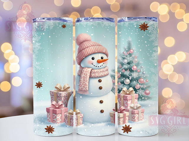 Coquette Pink Snowman Tumbler, Coquette Winter Wrap, 20oz Tumbler Sublimation, Cute Holiday Design, Pastel Christmas Sublimation, Girly Festive Tumbler, Whimsical Snow Wrap Sublimation SvggirlplusArt 