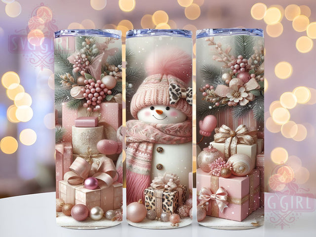 Coquette Pink Snowman Tumbler, Coquette Winter Wrap, 20oz Tumbler Sublimation, Cute Holiday Design, Pastel Christmas Sublimation, Girly Festive Tumbler, Whimsical Snow Wrap Sublimation SvggirlplusArt 