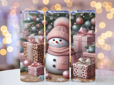 Coquette Pink Snowman Tumbler, Coquette Winter Wrap, 20oz Tumbler Sublimation, Cute Holiday Design, Pastel Christmas Sublimation, Girly Festive Tumbler, Whimsical Snow Wrap Sublimation SvggirlplusArt 