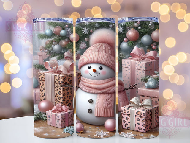Coquette Pink Snowman Tumbler, Coquette Winter Wrap, 20oz Tumbler Sublimation, Cute Holiday Design, Pastel Christmas Sublimation, Girly Festive Tumbler, Whimsical Snow Wrap Sublimation SvggirlplusArt 