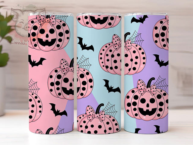 Coquette Pumpkin Bow Halloween Tumbler, Pumpkin Bow Wrap, Girly Halloween Sublimation, 20oz Tumbler Design, Pink Spooky Tumbler, Cute Fall Drinkware, Halloween Bow Wrap Sublimation Lara' s Designs 