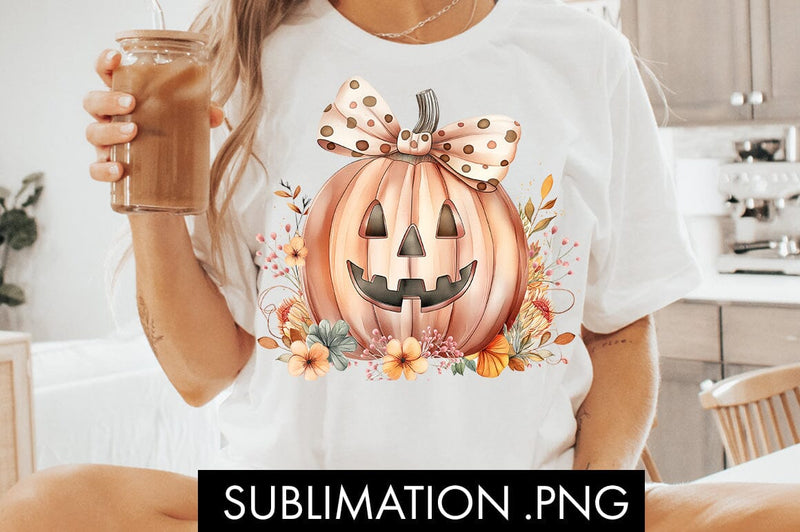 Coquette Pumpkin Floral Halloween PNG Sublimation Sublimation Freeling Design House 