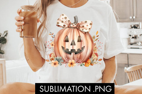 Coquette Pumpkin Floral Halloween PNG Sublimation Sublimation Freeling Design House 