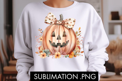 Coquette Pumpkin Floral Halloween PNG Sublimation Sublimation Freeling Design House 