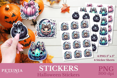 Coquette Pumpkin Stickers | Halloween Stickers Sublimation Petunia Digital Design 