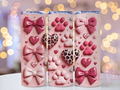 Coquette Puppy Paw Tumbler, Puppy Paws Seamless, 20oz Tumbler Wrap, Sublimation Design, Cute Dog Valentine, Pet Lover Gift, Coquette Style Tumbler Sublimation SvggirlplusArt 