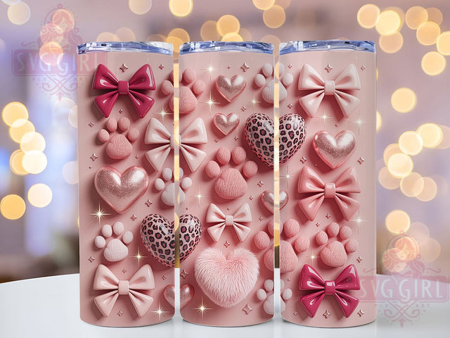 Coquette Puppy Paw Tumbler, Puppy Paws Seamless, 20oz Tumbler Wrap, Sublimation Design, Cute Dog Valentine, Pet Lover Gift, Coquette Style Tumbler Sublimation SvggirlplusArt 