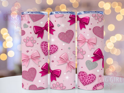 Coquette Puppy Paw Tumbler, Puppy Paws Seamless, 20oz Tumbler Wrap, Sublimation Design, Cute Dog Valentine, Pet Lover Gift, Coquette Style Tumbler Sublimation SvggirlplusArt 