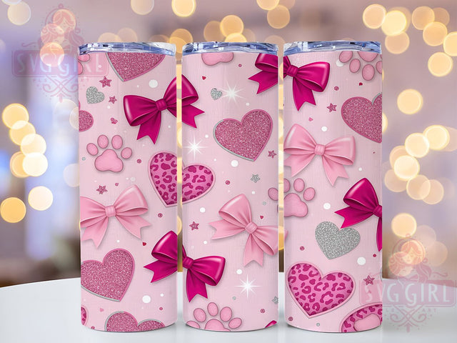 Coquette Puppy Paw Tumbler, Puppy Paws Seamless, 20oz Tumbler Wrap, Sublimation Design, Cute Dog Valentine, Pet Lover Gift, Coquette Style Tumbler Sublimation SvggirlplusArt 