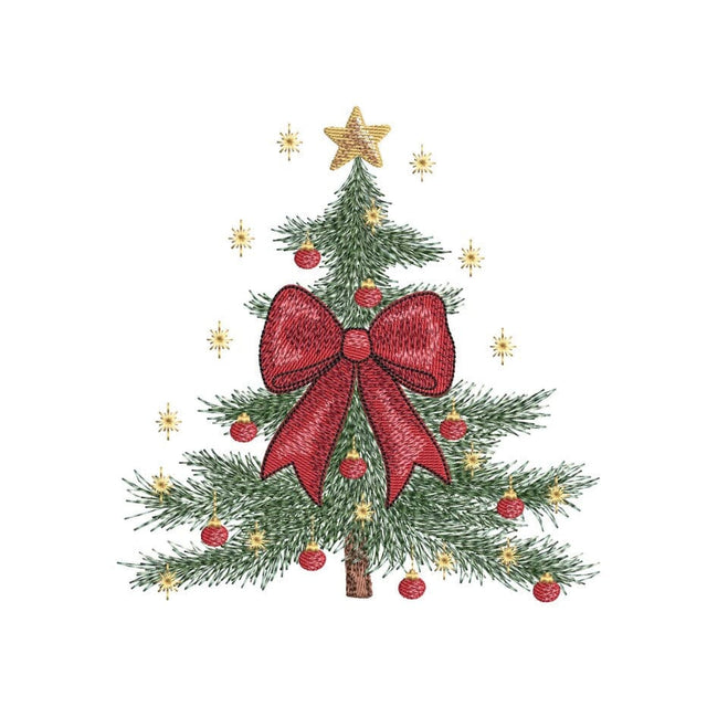Coquette Red Bow Christmas Tree Embroidery Design, 3 sizes, Instant Download Embroidery/Applique DESIGNS Nino Nadaraia 
