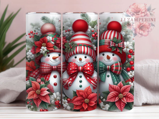 Coquette Red Snowman Christmas Tumbler, Red Snowman Wrap, Festive Holiday Sublimation, Cute Snowman Cup, 20Oz Skinny Tumbler Wrap, Whimsical Christmas Mug, Stylish Holiday Design Sublimation Li Zamperini 