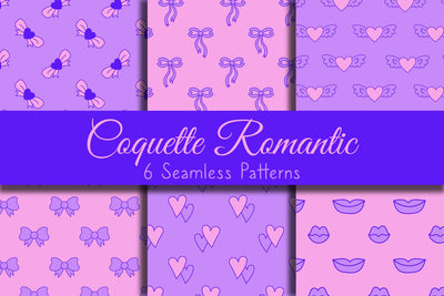 Coquette Romantic Seamless Patterns JPG EPS Digital Pattern Rin Green 
