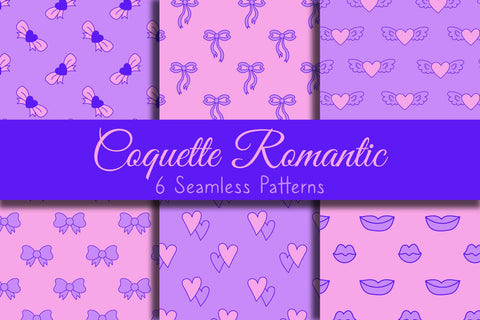 Coquette Romantic Seamless Patterns JPG EPS Digital Pattern Rin Green 