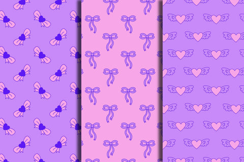 Coquette Romantic Seamless Patterns JPG EPS Digital Pattern Rin Green 