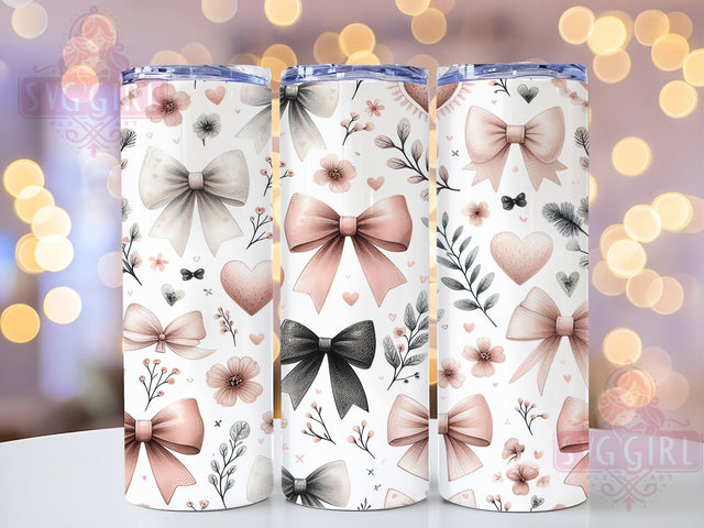 Coquette Seamless Bow 20oz Vintage Girly Tumbler, Seamless Bow Tumbler, 20oz Sublimation Wrap, Elegant Aesthetic Tumbler, Vintage Girly Tumbler, Feminine Chic Tumbler, Soft Aesthetic Gift Sublimation SvggirlplusArt 