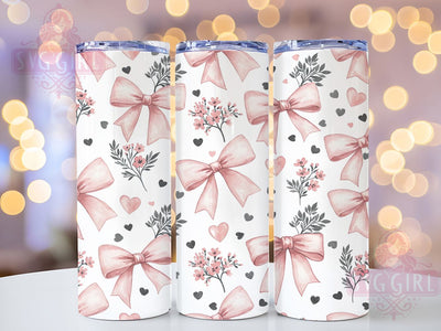 Coquette Seamless Bow 20oz Vintage Girly Tumbler, Seamless Bow Tumbler, 20oz Sublimation Wrap, Elegant Aesthetic Tumbler, Vintage Girly Tumbler, Feminine Chic Tumbler, Soft Aesthetic Gift Sublimation SvggirlplusArt 