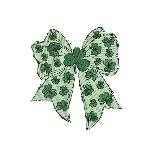 Coquette St. Patrick's Day Bow Machine Embroidery Design, Lucky Shamrock Embroidery Design, 3 sizes, Instant Download Embroidery/Applique DESIGNS Nino Nadaraia 