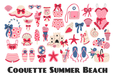 Coquette Summer Beach PNG Clipart Sublimation Rin Green 