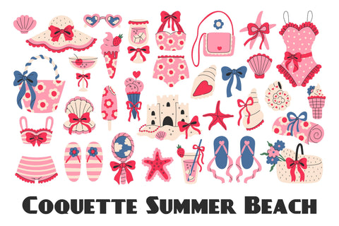 Coquette Summer Beach PNG Clipart Sublimation Rin Green 