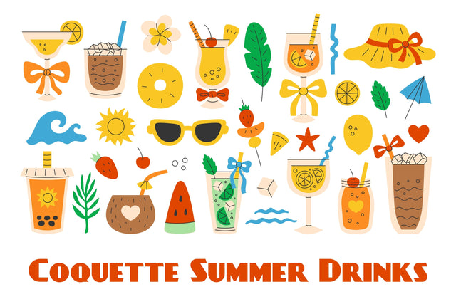 Coquette Summer Drinks PNG Clipart Sublimation Rin Green 
