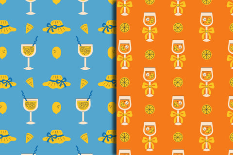 Coquette Summer Drinks Seamless Patterns & Papers Digital Pattern Rin Green 