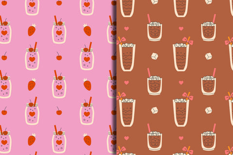 Coquette Summer Drinks Seamless Patterns & Papers Digital Pattern Rin Green 