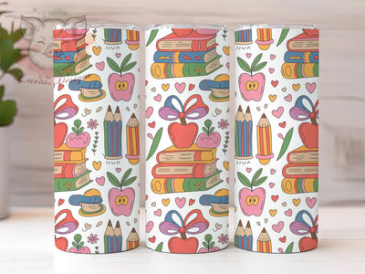 Coquette Teacher Apple Tumbler, Coquette Style, School Inspired Wrap, Feminine Chic Design, Classroom Motif, Cute Bow & Apple Elements, Academic Charm, 20Oz Tumbler, Sublimation Sublimation Lara' s Designs 