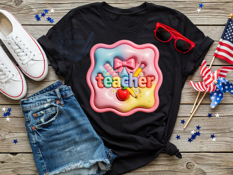 Coquette Teacher Pastel T-Shirt PNG, Coquette Teacher, Pastel Style, Academic Chic, Classroom Vibes, Sublimation PNG, Statement Shirt, Trendy Fashion Sublimation ToriDesigns 