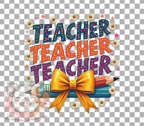 Coquette Teacher Png, Retro Teacher Png, Back to School Png, Teacher Appreciation Png, First Day of School Png, Sublimation Designs, Digital Download Sublimation Lara' s Designs 