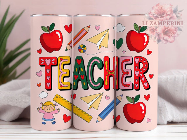 Coquette Teacher Valentine Tumbler, Coquette Bow Wrap, Cute Teacher Love Cup, 20oz Sublimation Wrap, Stylish Valentine Design Tumbler, Artistic Teacher Heart Cup, Whimsical Coquette Theme Wrap Sublimation Li Zamperini 