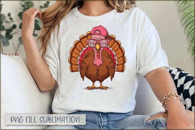 Coquette Turkey Pumpkin Gobble PNG Sublimation Shetara Begum 